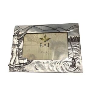 RAJ Collection Fisherman Picture Frame 6x4 Metal Fishing Lodge Cabin Decor